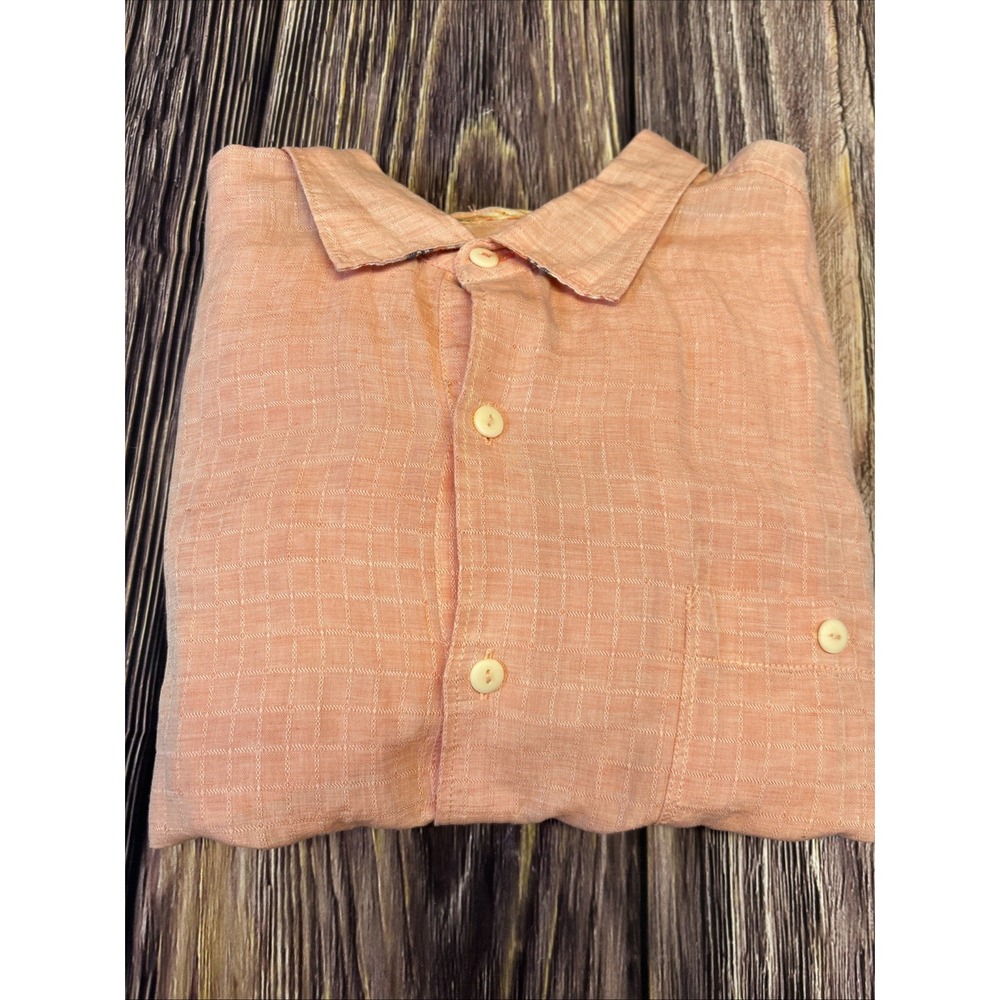 Tommy Bahama Shirt Mens XL Pink Linen/Tencel Solid Pockets Button Up Long Sleeve - Picture 9 of 10